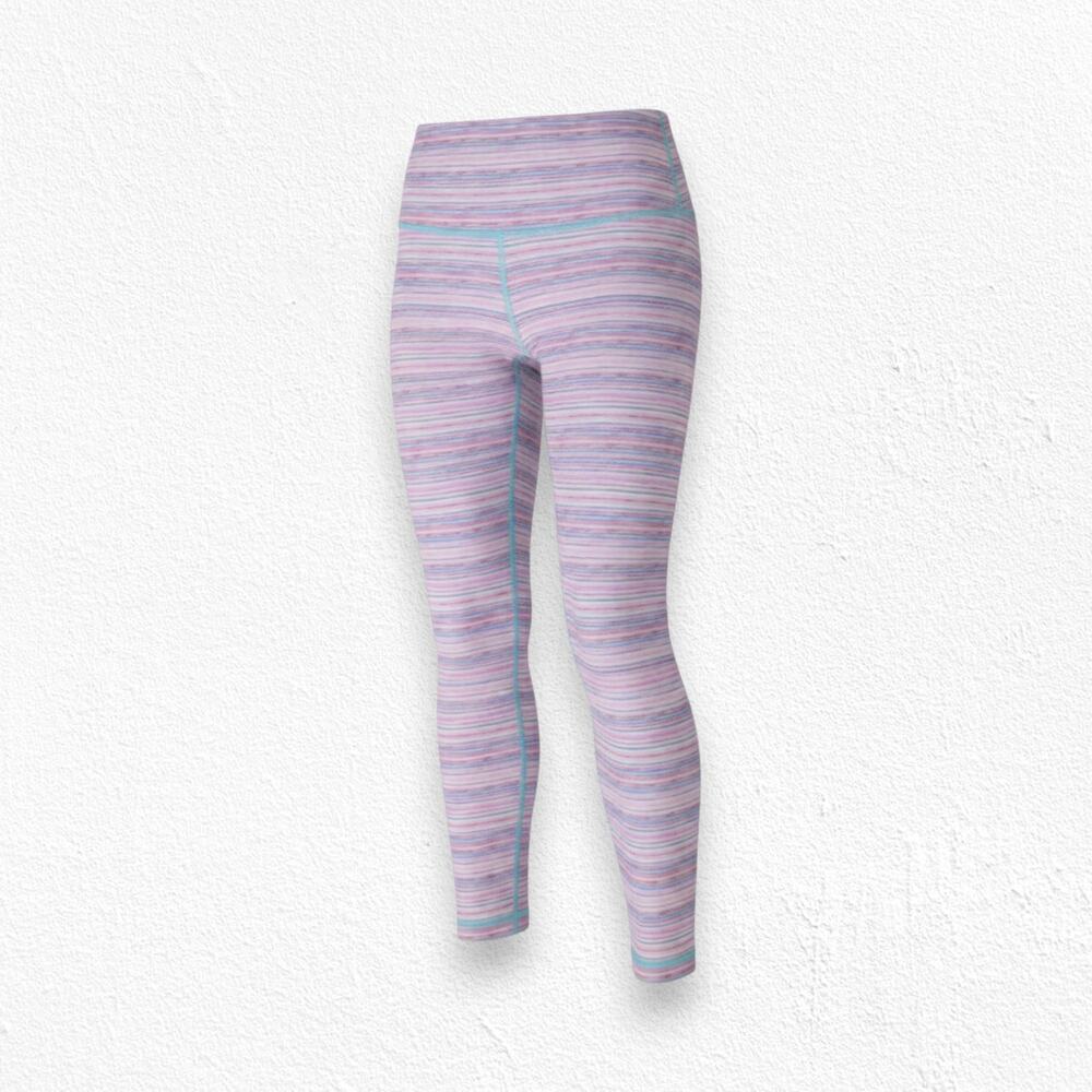 Lululemon Pink Cyber Stripe Luxtreme Wunder Under Workout Capri Leggings Size 4